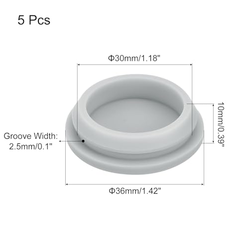 Image of MECCANIXITY 5pcs Silicone Snap in Locking Hole Plugs,30mm /1.2 Inch Mounting Diameter Narrow Groove Width 2.5mm Panel Seal Cover Round for Kitchen Bulkheads Waterproof Sealing Plugs Grey
