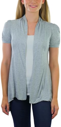 Image of ToBeInStyle Womens Open Front Casual Shrug Lightweight Layering Cardigan Sleeveless or Short Sleeve