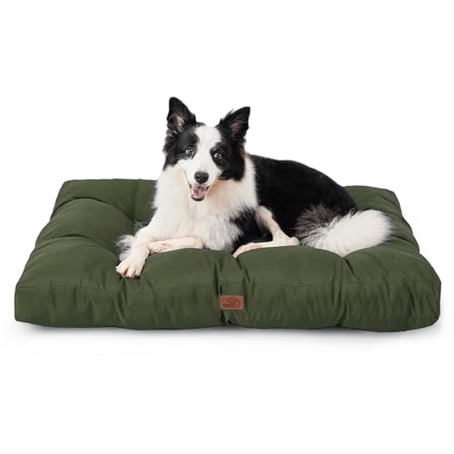 BEDSURE Hundekissen Grosse Hunde waschbar - 91x68cm hundematratze L für große, mittelgroße Hunde Outdoor gepolstert Hundematte grün in 10cm Höhe