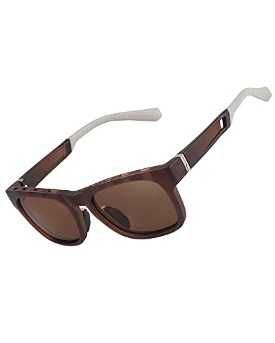 LVIOE Gafas de sol polarizadas para hombre, marco cuadrado, ideales para correr, pesca, protección UV400, Brown Cover