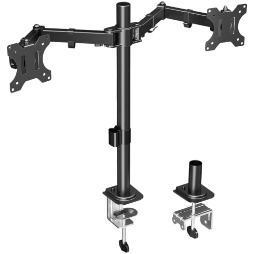 MOUNTUP Dual Monitor Desk Mount Max 32 Inch up to 17.6lbs Fully Adjustable Dual Monitor Arm for 2 LCD Screens Double Monitor Stand with C-Clamp and Grommet Base