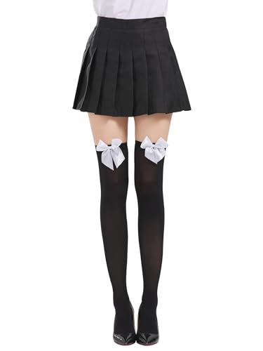 Image of SOUTHRO Thigh High Stockings & Fishnet Tights with Bow, Cute Kawaii Socks | Soft Nylon, Velvet & Satin Bow Styles; Thigh High, Knee High or Footed Tights; for Coquette, Halloween, Cosplay & Date