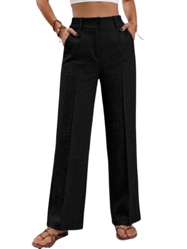 Image of TOPLOT High Waist Korean Trousers for Woman | Premium Wide Leg Palazzo Pant | Full Length with Dual Button & Elastic Band | Comfortable Office Wear & Business Casual Trouser (5272)