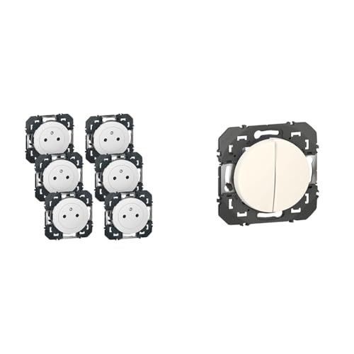 Prise electrique murale 16A Legrand dooxie et interrupteur mural double va-et-vient 10AX