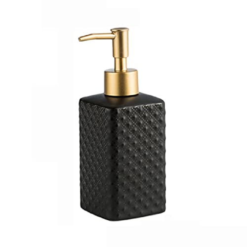 Dispensador de jabón de 348.7 g, dispensador de jabón de cerámica para cocina y baño, alivio tridimensional, bomba de jabón, dispensador de loción (color: negro)