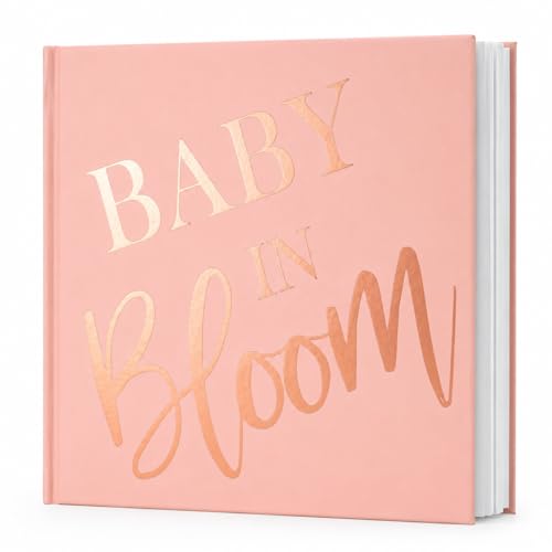 Image of Calculs Baby in Bloom Baby Shower Guest Book, Pink | 8.5-inch square hardcover keepsake book, 32 blank sheets for messages and instant photos, pen included