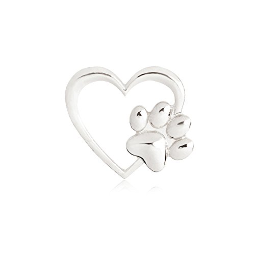 Wll Lovely Hollow Love Heart With Tiny Pet Pawprint Brooch Charm Cat Dog Footprint Lapel Pin (Silver) #TOP7