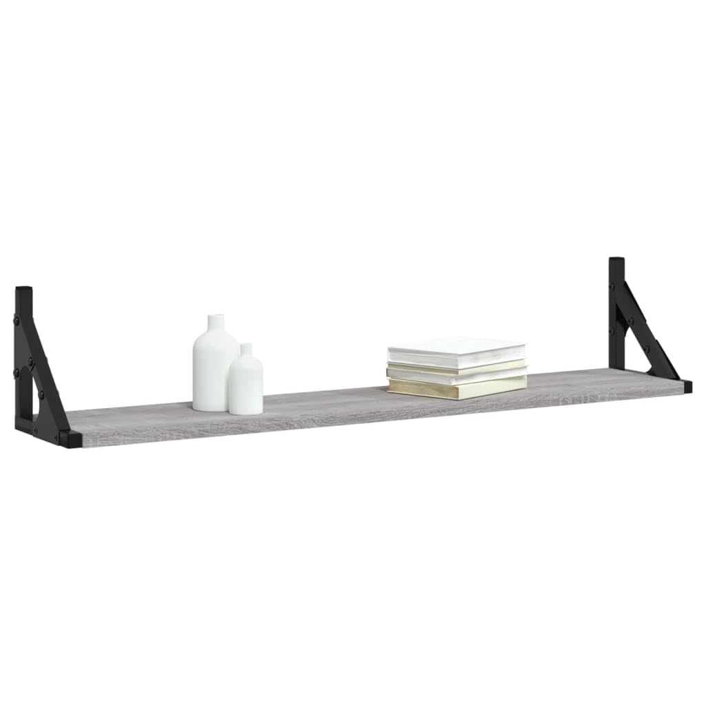 Set di 2 mensole da parete, colore grigio Sonoma, 80 x 15 x 15,5 cm, mensole sospese