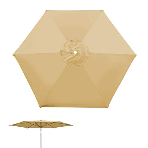 BenefitUSA 8.2ft 6 Ribs Umbrella Canopy Cover Only Patio Umbrella Replacement Top(Canopy Only)(Beige)