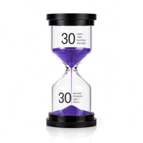 Image of Sand Timer 30 Minute, Sand Clock, Hour Glass Sand Timer Sand Clock Sandtimer Classroom Games Home Kitchen Officesand Clock Timer for Room Hourglass (purple1)
