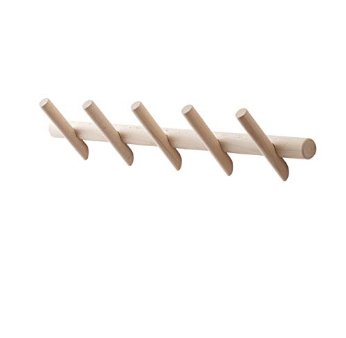 Homeamy Wood Coat Rack Modern Wall Mounted Hat And Towel Hanger Wooden Hooks Robe Racks With Pegs For Bedroom Bathroom And Entryway Durable, Easy Assembly, Classic Design (5 Hook) #TOP1