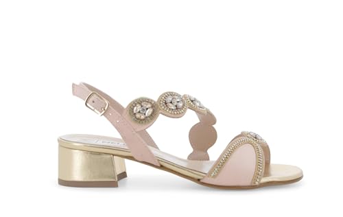 Sandale nude à petit talon et bijoux k35555q pour femme
