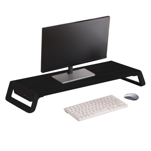 Organizador de elevador de pantalla – Podio de visualización para ordenador, puente de almacenamiento, accesorios de escritorio modernos, módulo de interfaz de alimentación integrado con cuatro
