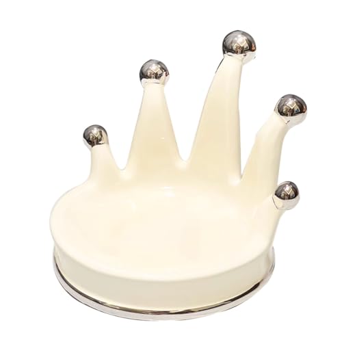 ZJYIGOWL Bandeja de joyería de cerámica for Las Mujeres, Bandeja de Almacenamiento de Entrada, Plato de baratijas Titular de los Anillos Pendientes Collares Reloj Llaves(Bianco)