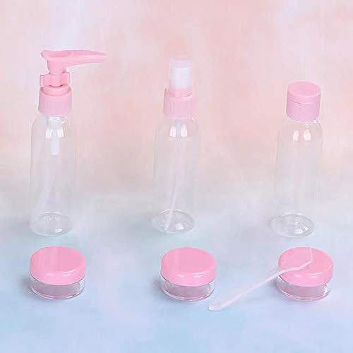 MEGA TREE 7pcs Plastic Portable Travel Cosmetics Bottles Plastic Pressing Spray Bottle for Makeup, Cosmetic, Toiletries Liquid Containers Bottles