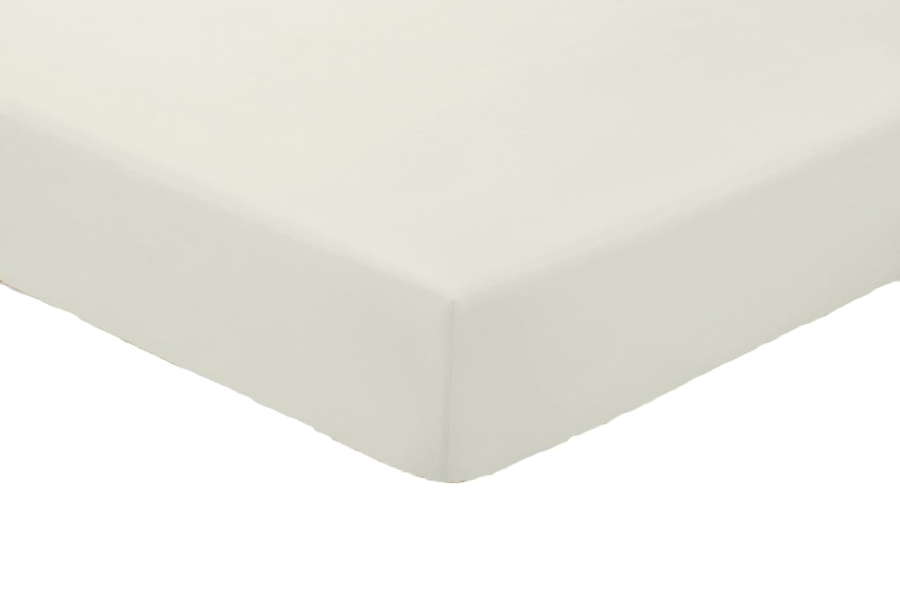 Amigozone Extra Deep 16"(40cm) Non Iron Percale Pollycotton Fitted Sheets (King, Cream)