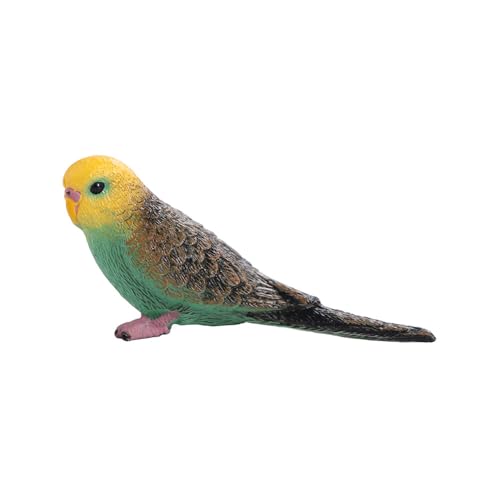 Miniature Bird Decorative Figurines, Simulated Plastic Budgie Parrot Ornament Fake Parrot Animal Model for Fairy Garden Home Decor Cake Decor (Green)