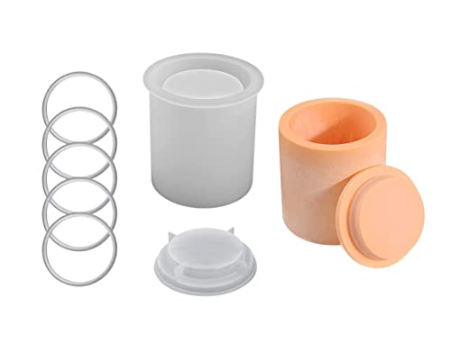 Xidmold Silicone Candle Vessels Mould with Sealing Rings, Jar Moulds Lid, Concrete Candlestick Holders Mould, Planter Molds