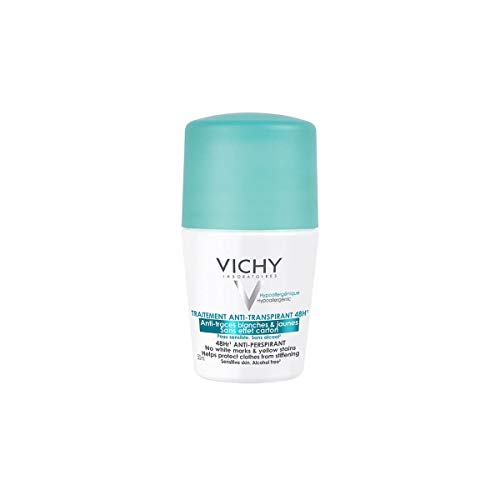 Vichy Dermo-Tolerance Deodorante Roll-On, Per Pelli Sensibili, Unisex, Anti Umidità e Anti Odori, Antimacchia e Anti Traccia, Pelle Asciutta e Fresca per 48h, Con Acqua Termale di Vichy, 50 ml