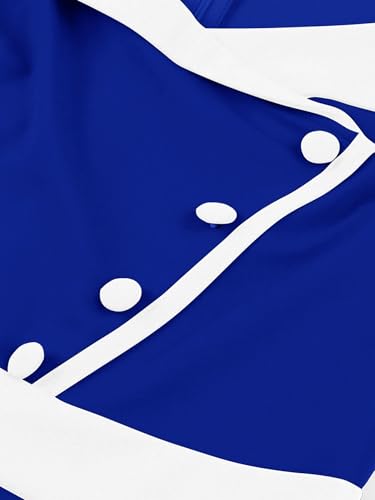 Wellwits Women's Collared Button 3/4 Sleeves 1940s Vintage Work Dress4