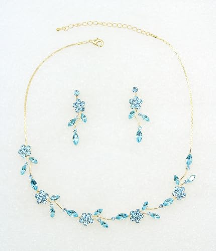 Image of Faship Gorgeous Rhinestone Crystal Floral Necklace Earrings Set