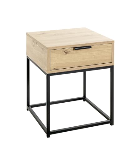 HAKU Möbel Konsole Eiche hell, schwarz, Metall, Spanplatte - Maße: B 40 x H 50 x T 40 cm, Style: Modern