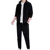 [YJSO] スウェット メンズ 上下セット 裏起毛 スポーツウェア ランニング フードなし 厚手 ジップアップ アウター くろい ズボン 無地 ゆったり XL 通気 カジュアル 防寒 秋冬服 ジャージ ルームウェア ?袖 部屋着 冬用 大きいサイズ