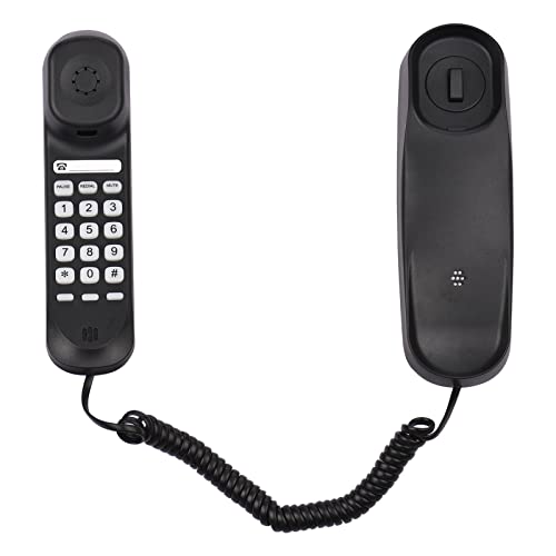 Teléfono fijo con cable mini para escritorio negro miniatura 7