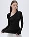 SUUKSESS Modal Cashmere Long Sleeve T Shirts for Women Ultralight Fall Fashion 2025 Trendy Asymmetric Neck Casual Tops (Black,Small)