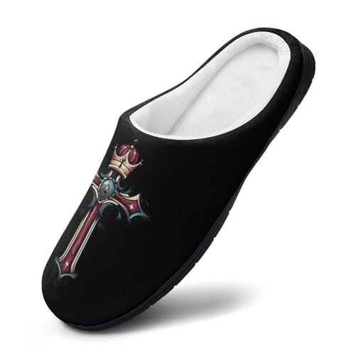 Crrown And Cross Womens Cotton Slippers Warm House Shoes for Indoor Outdoor3