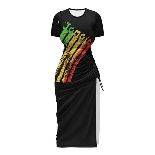Image of Short Sleeve Dress for Women,Sexy Bodycon Dress,Plus Size Slit Dress,String Design s-4xl
