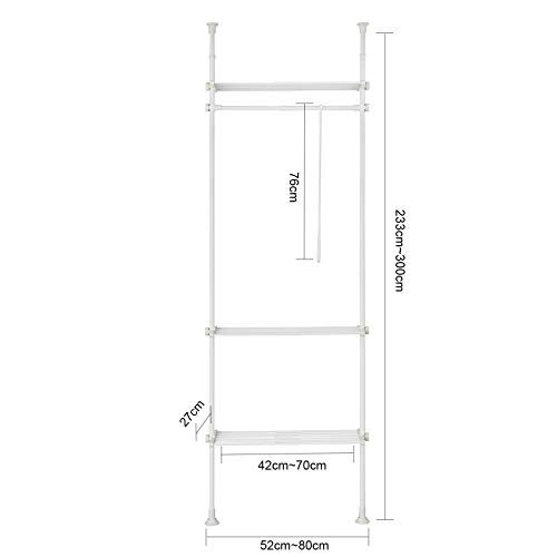 SoBuy KLS07-W Kledingrek Telescopisch Opbergsysteem met 1 Bar 3 Planken en 1 Vorkkleding - Staal Plastic – Wit - Image 8