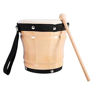 QiHaoHeji Marching Drum Enkele Drums Bongo Drums Enkele Bongo Drums Percussie Instrument Pat Drums (Kleur: Natuurlijk…