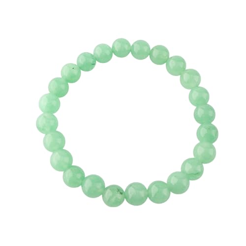 Anagha Jewels Natural Green Jade Gemstone Handmade 8mm Round Beaded Stretch Bracelet 7.5