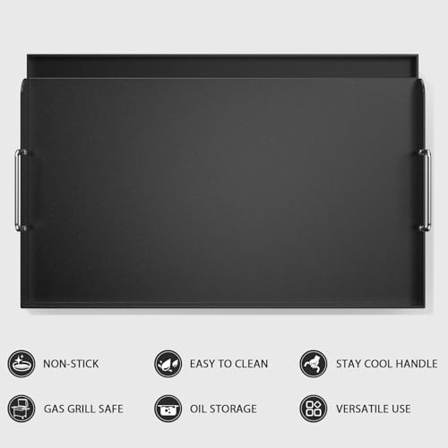 Utheer-25-x-16-Nano-Ceramic-Nonstick-Griddle-for-Gas-Charcoal-Grills--Universal-Flat-Top-with-Grease-Groove-Reinforced-Ridges-High-Sidewalls-Perfect-for-Healthy-Cooking-Parties-Camping