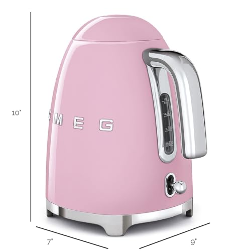 Image of SMEG 50's Retro Style Electric Water Kettle with Automatic Shutoff, Removable Base, and Water Indicator, KLF03PKUS, Pink