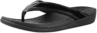 MEGNYA Comfortable Orthopeic Flip Flops for Women, Best Plantar Fasciitis Sandals for Flat Feet with Arch Support, Thong Sandals for walking Beach black size 8