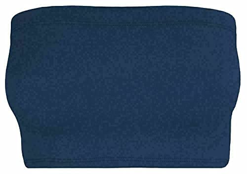 Image of Top Linen (NW) Ltd Women Bandeau Bra Crop Top - Comfortable Strapless Boob Tube for Girls, Women - Sexy Stretchy Wrapped Breast Bra - Made in UK (Bra Crop Top Navy, M/L)