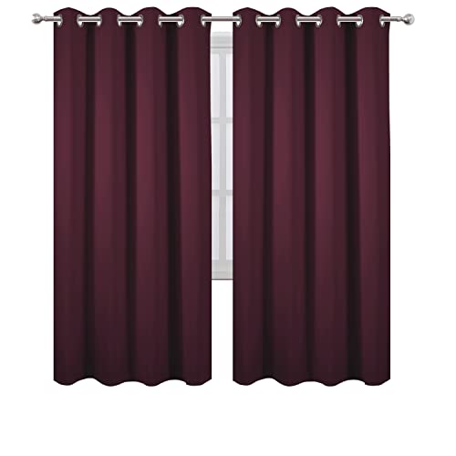Image of LEMOMO Burgundy Red Thermal Blackout Curtains /52 x 72 Inch /Set of 2 Panels Room Darkening Curtains for Bedroom