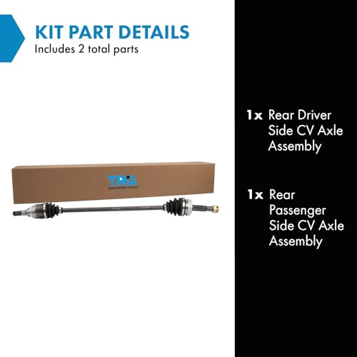 Image of TRQ Rear Driver and Passenger Side CV Axle Assembly Set 2 Piece Compatible with 2016-2017 Nissan Rogue Korea Built Models (1st VIN Digit K) 2018-2019 2017-2019 Sport AWD