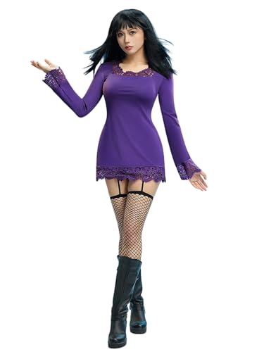 Robe courte en dentelle violette Haikyuu et bas résille pour femme cosplay anime