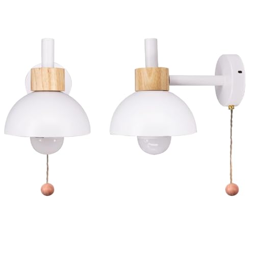 Aplique de pared E27 amarillo con interruptor de cadena macaron de hierro para dormitorio 4