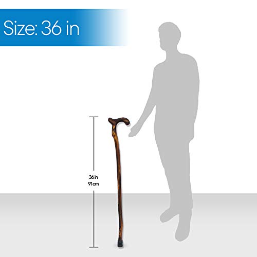 RMS Wood Cane - 36 Inches Natural Wood Walking Stick - Handcrafted Wooden Offset Cane for Men or Women (Smooth Derby Handle)