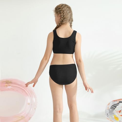 Girls Two Piece Swimsuits Ribbed Bikini Sets Swimming Bathing Suit Beach Sport Athletic Teen Girls Swimwear4