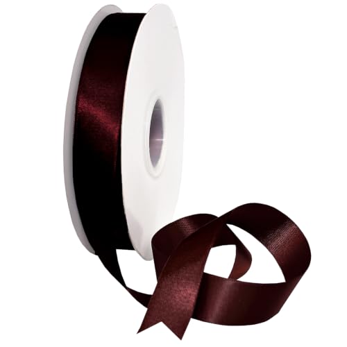 Image of Morex Ribbon 08822 /50-277 Double Face Satin Polyester Ribbon 7 /8 inch X 50 YD Burgundy for Gift Wrapping, Wedding, Holiday Celebrations and Crafts