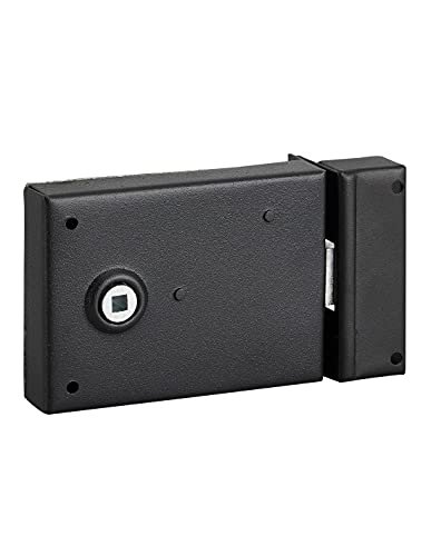 THIRARD - Serrure horizontale en applique à fouillot pour porte int., pêne 1/ tour seul, axe 45mm, carré 6mm, 110x76mm, noir