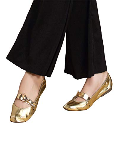 Legou Women's Soft Belly Dance Shoes with Bag 38/US 7.5/UK 5.5 Gold