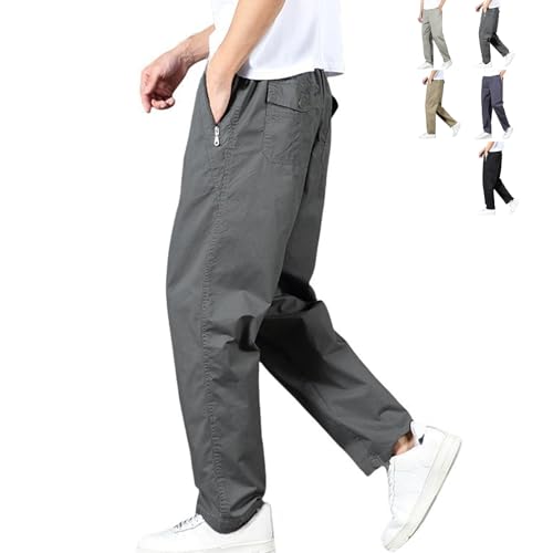 Puliam Easetactic - Flex Zipper-Pocket Durable Pants, 2025 Men's Cotton Lightweight Twill Relaxed Full Elastic Waist Pant