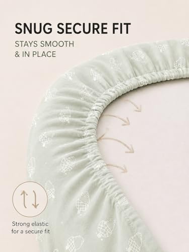 Image of 3-Pack Organic Jersey Cotton Bassinet Fitted Sheets - Fits 32 x 16 x 4 Inch Pads - Compatible with Halo, Snoo, Graco, Dream On Me, Delta - for Oval, Hourglass, and Rectangular Bassinet Mattresses
