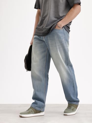 Image of WROGN Men's Loose Fit Jeans | Mid Rise | Jeans for Man